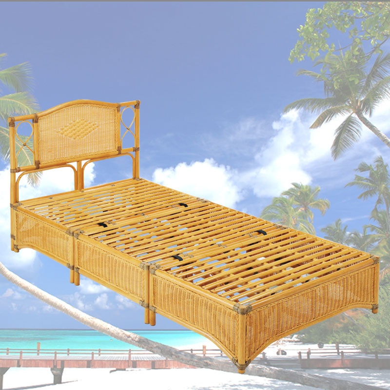 南国リゾート気分のラタンシングルベッド　ラタン・籐家具　【送料無料】