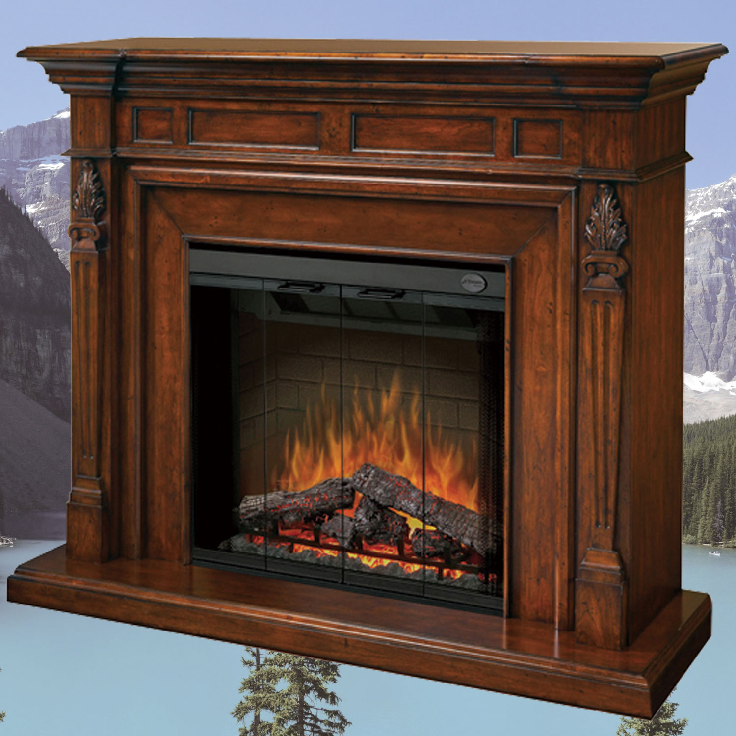 電気暖炉ト―チャードウォールナット/バイフォールドグラスドア1500W　開梱組立設置サービスパック