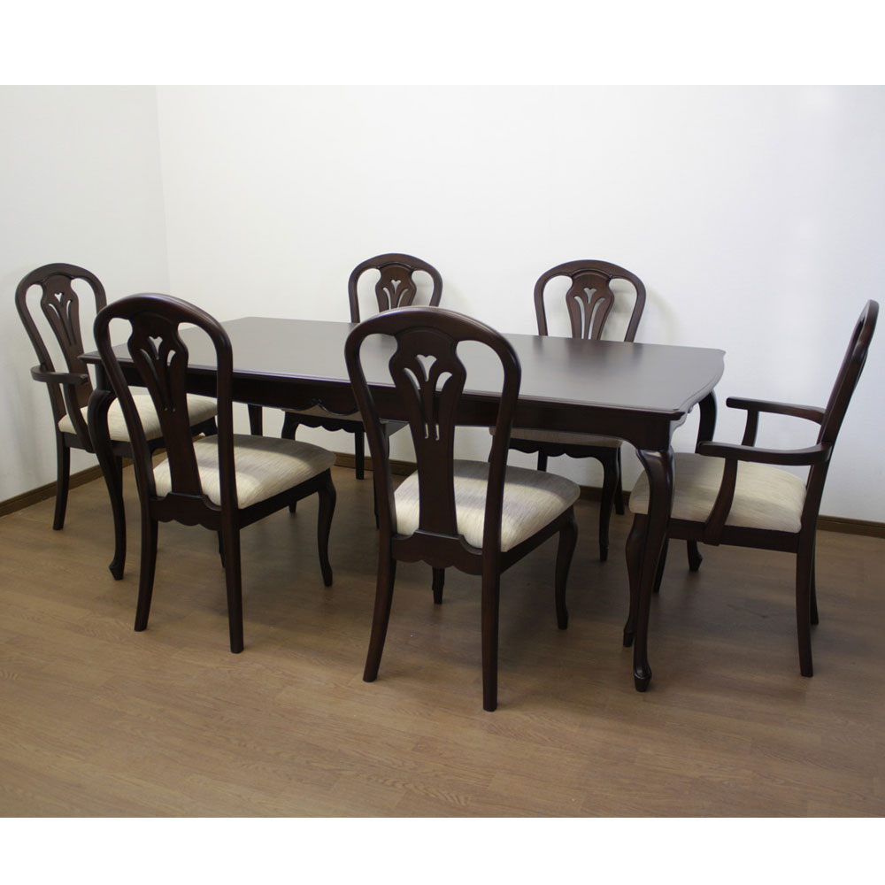 180cm幅ダイニングテーブル7点セット(チェアB×4・アームチェア×2)　フルールDM-DX