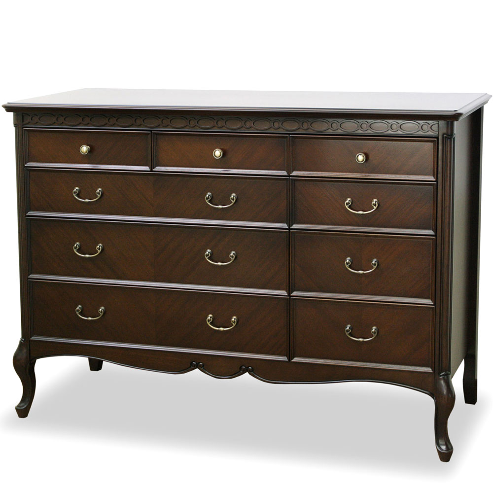 120cm幅猫脚の4段ワイドチェスト　フルールDM-DX　逆輸入家具