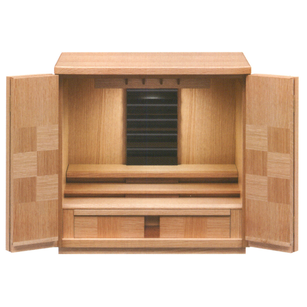 市松模様が生える国産インテリア上仏壇-エトワールDX(家具調仏壇)オーク