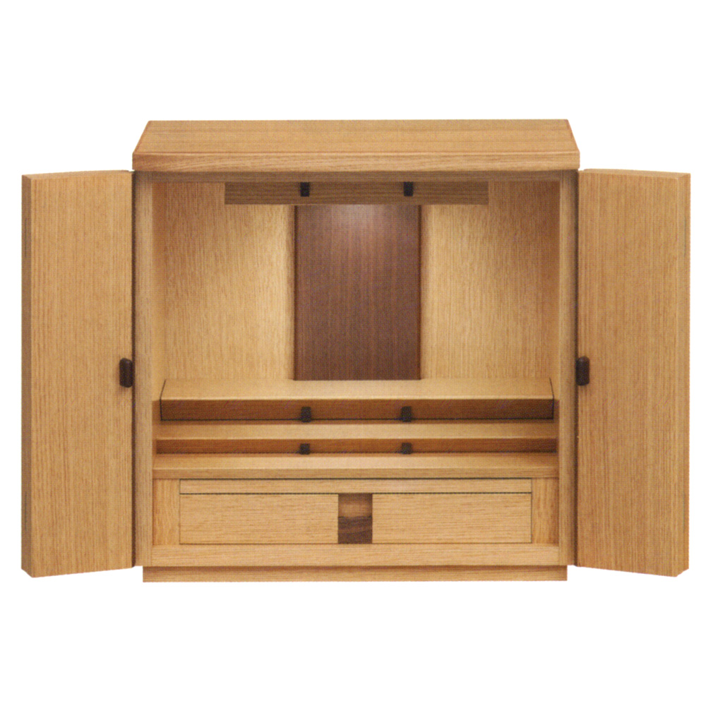 オーク材仕様のシンプルな国産インテリア仏壇-パレスDX(家具調仏壇)オーク