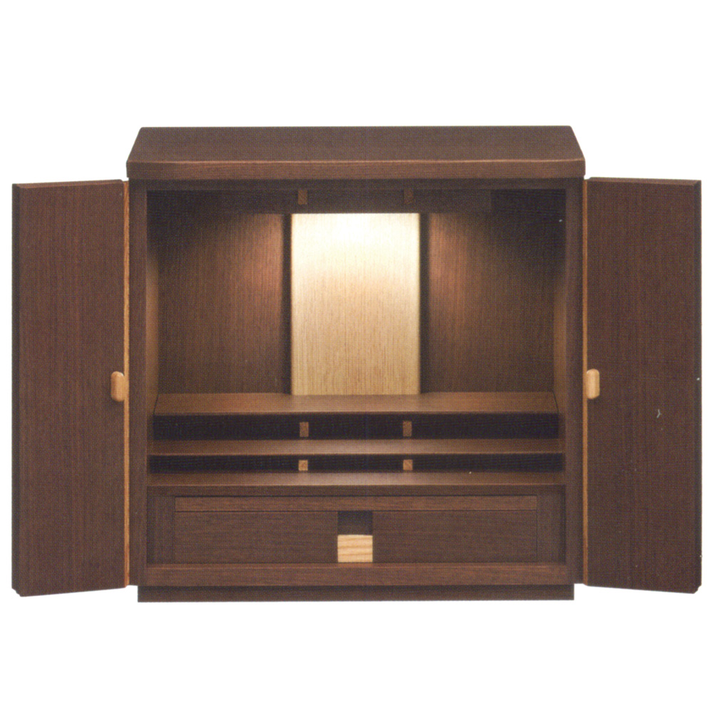 ウォールナット材仕様のシンプルな国産インテリア仏壇-パレスDX(家具調仏壇)ウォールナット