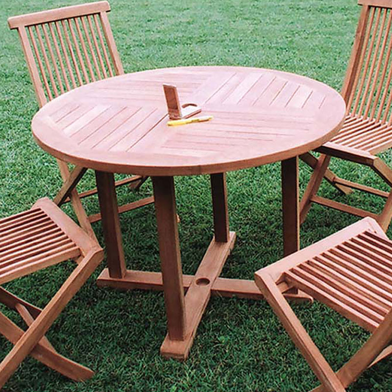 良質なチーク材で作った100cm幅の丸テーブル　ガーデン家具　【送料無料】