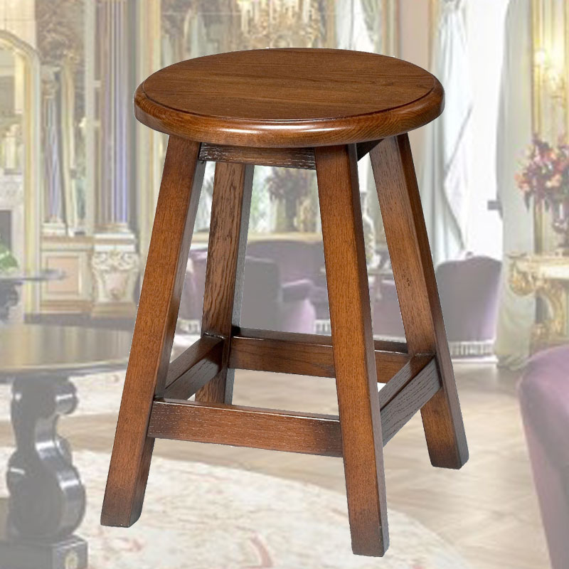 アンティーク調丸型スツール　輸入家具　【送料無料】