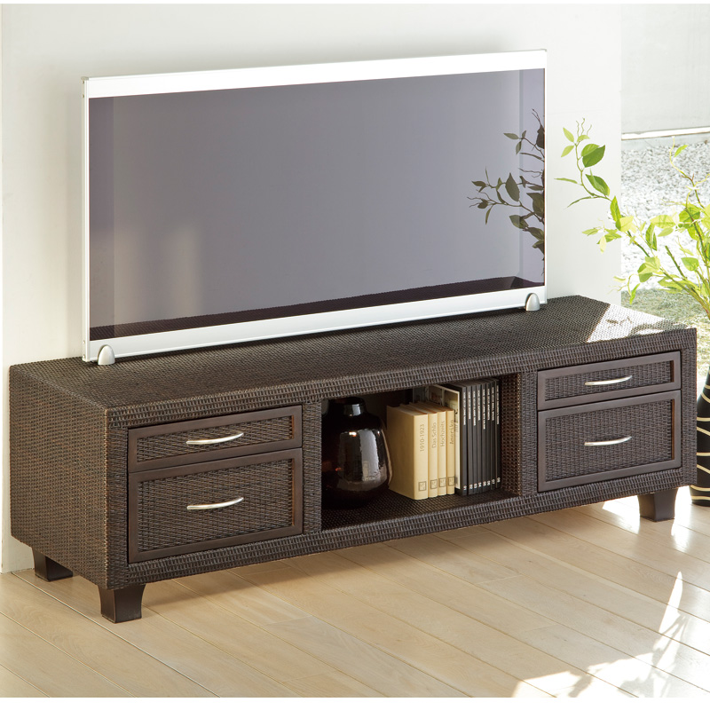 お洒落な籐の150cm幅のTVボード　ラタン・籐家具