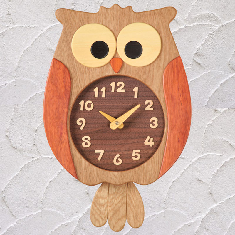 かわいらしい木製のふくろう時計 【送料無料】