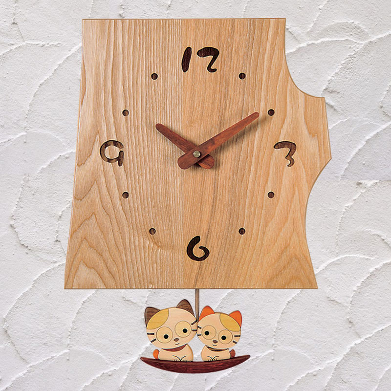 切株振り子時計　ねこと切株(セン) 【送料無料】