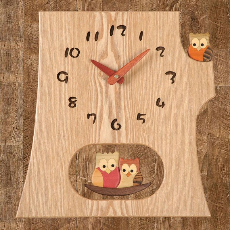 切株振り子時計　ふくろうと切株A(セン) 【送料無料】