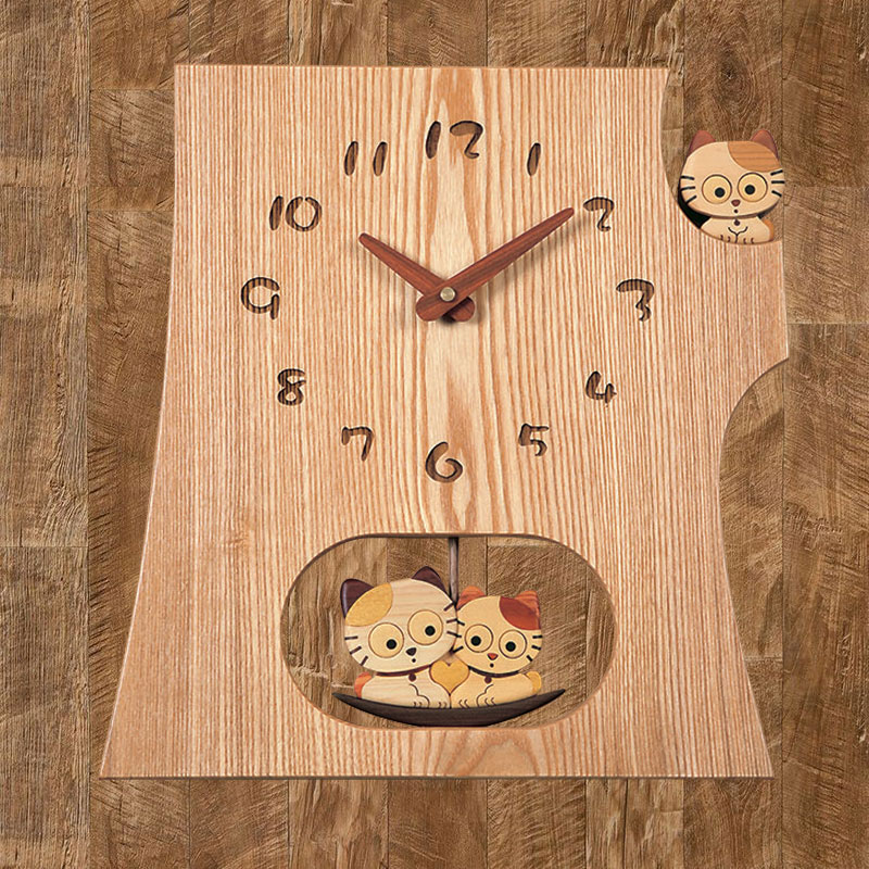 切株振り子時計　ねこと切株A(セン) 【送料無料】