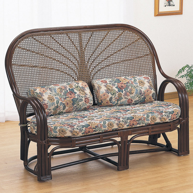 疲れにくい形のハイバックのラタンソファー(二人掛け)ラブソファー　ラタン・籐家具