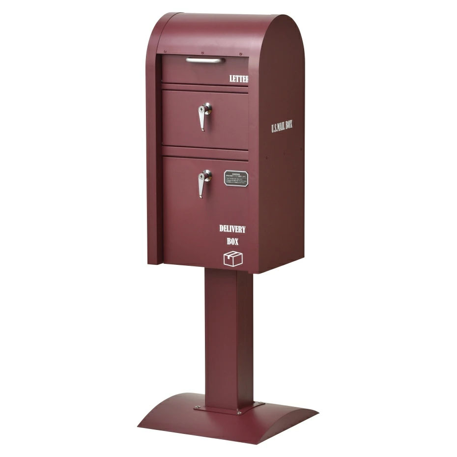 アメリカの公共用ポストをモチーフにした宅配ボックスポスト　USレッド　【送料無料】