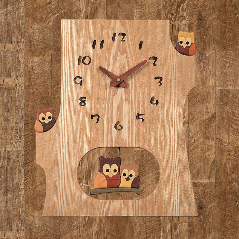 切株振り子時計　ふくろうと切株B(セン) 【送料無料】