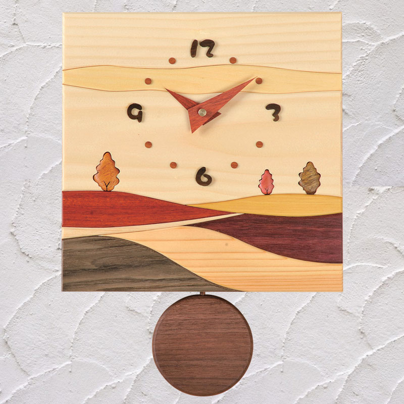 寄木振り子時計　美瑛の丘 【送料無料】