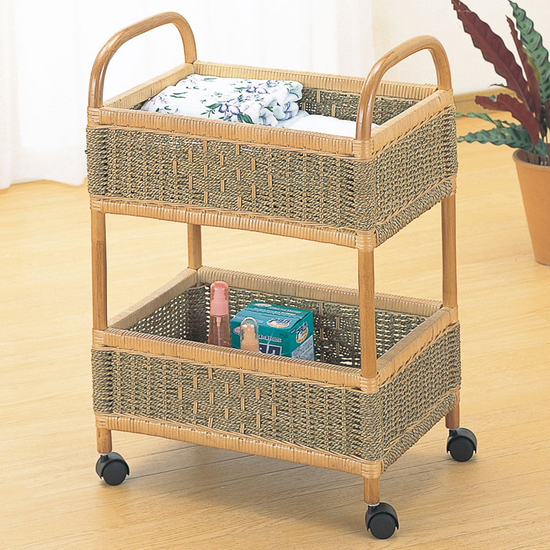 籐とシーグラス(水草)仕様のおしゃれなランドリーボックス　ラタン・籐家具