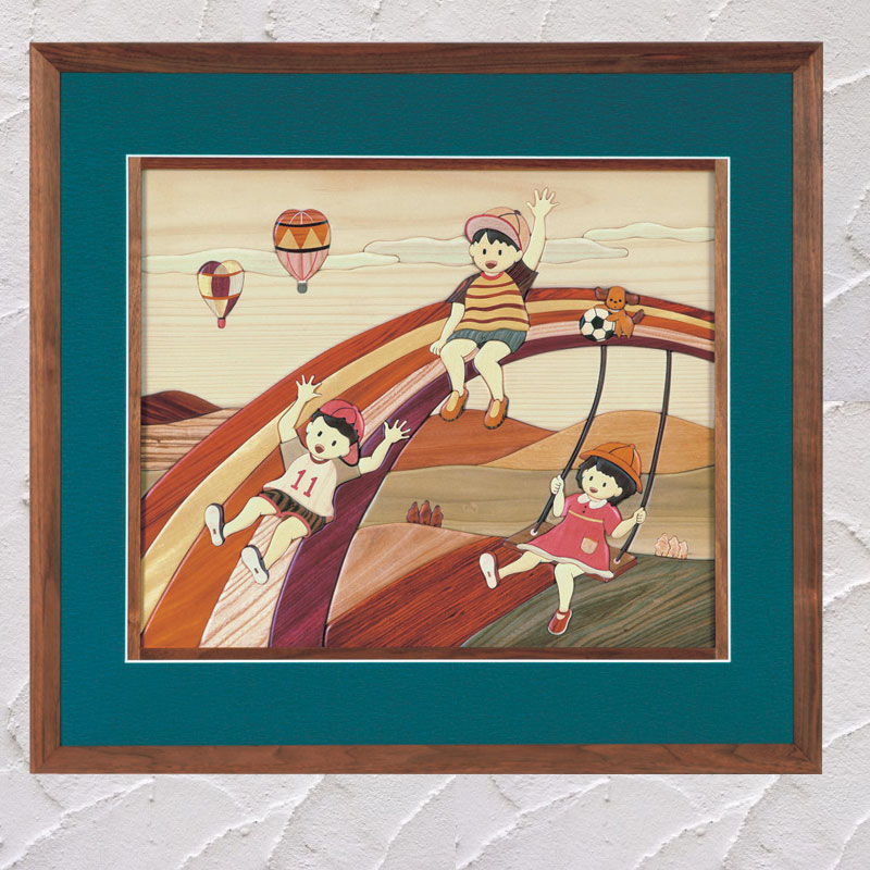 寄せ木絵シリーズ　虹で遊ぶ子供達　 【送料無料】