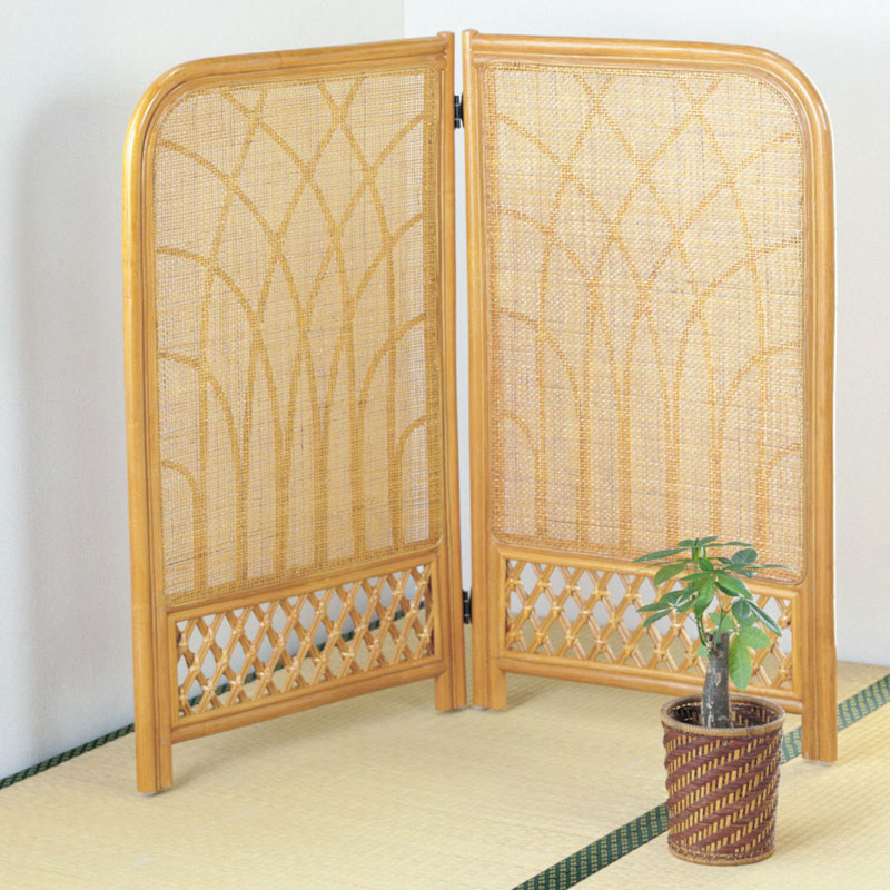 籐スクリーン2連　ロータイプ　ラタン・籐家具
