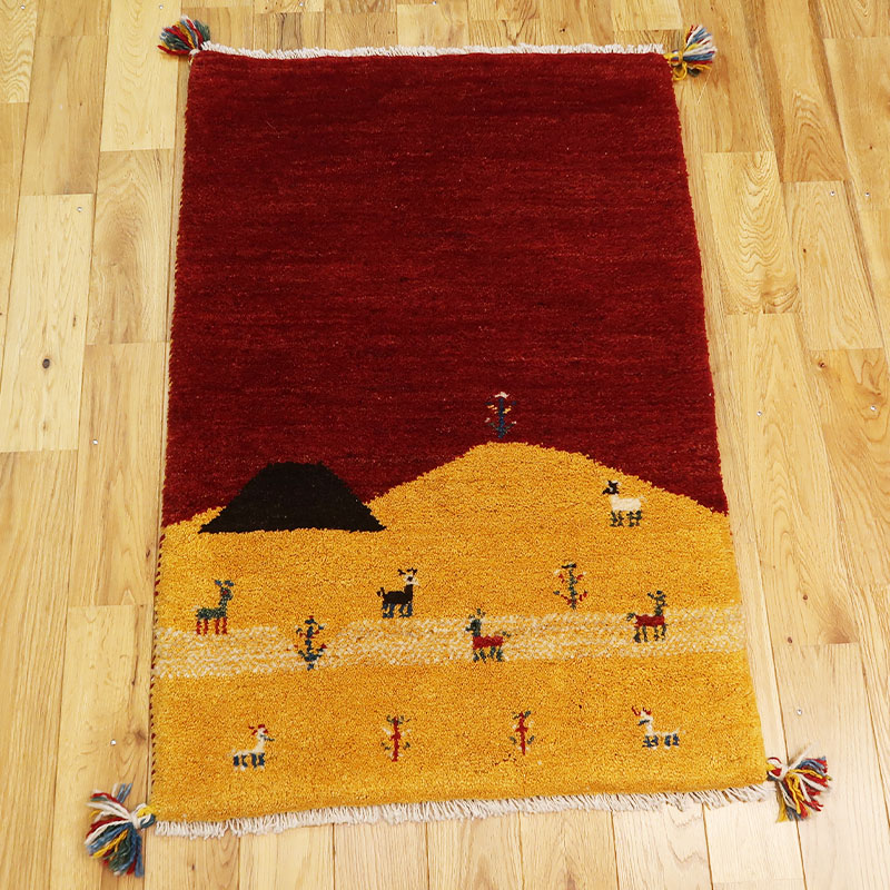 ペルシャ絨毯ギャベ(ギャッベ)　玄関マットサイズ　M-BB19259