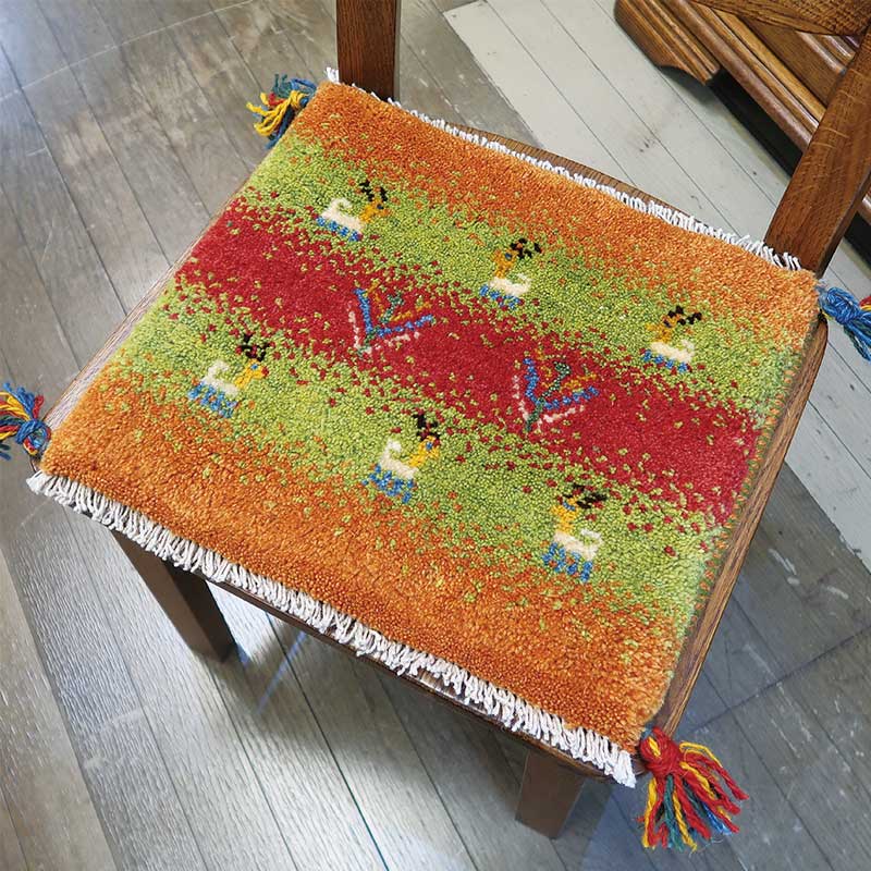 ペルシャ絨毯ギャッベ　AB-T5988　座布団サイズ