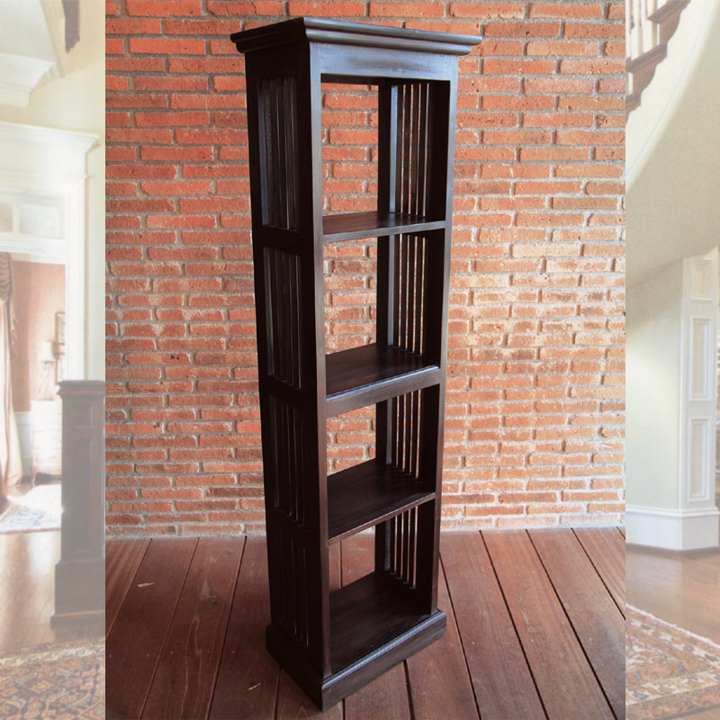 チーク材の無垢材で作ったスリム本棚　アジアン家具