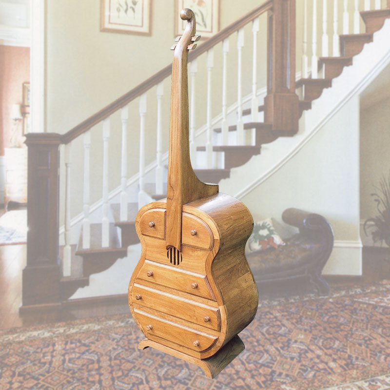 チェロの形を模ったおしゃれなチェスト　アジアン家具　【送料無料】