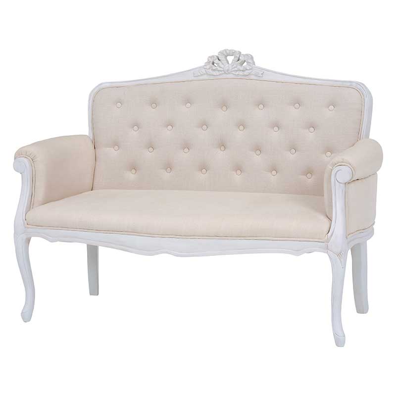 猫脚二人掛けソファー　ハンプトンシリーズ1　白の輸入家具