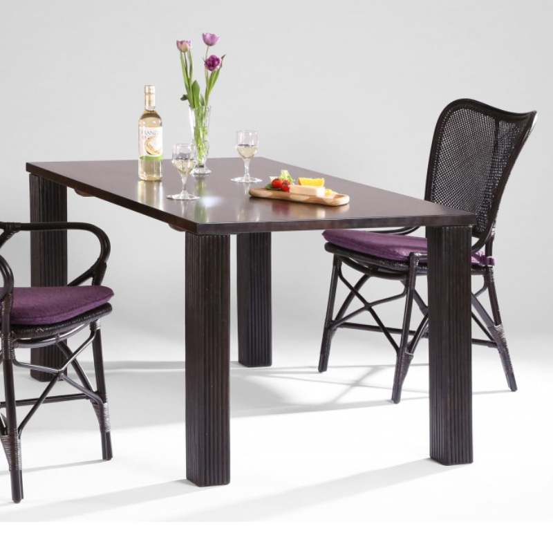 籐・ラタンニュークロワゼSB色ダイニング5点セット(135テーブル+チェア×4脚)カザマ