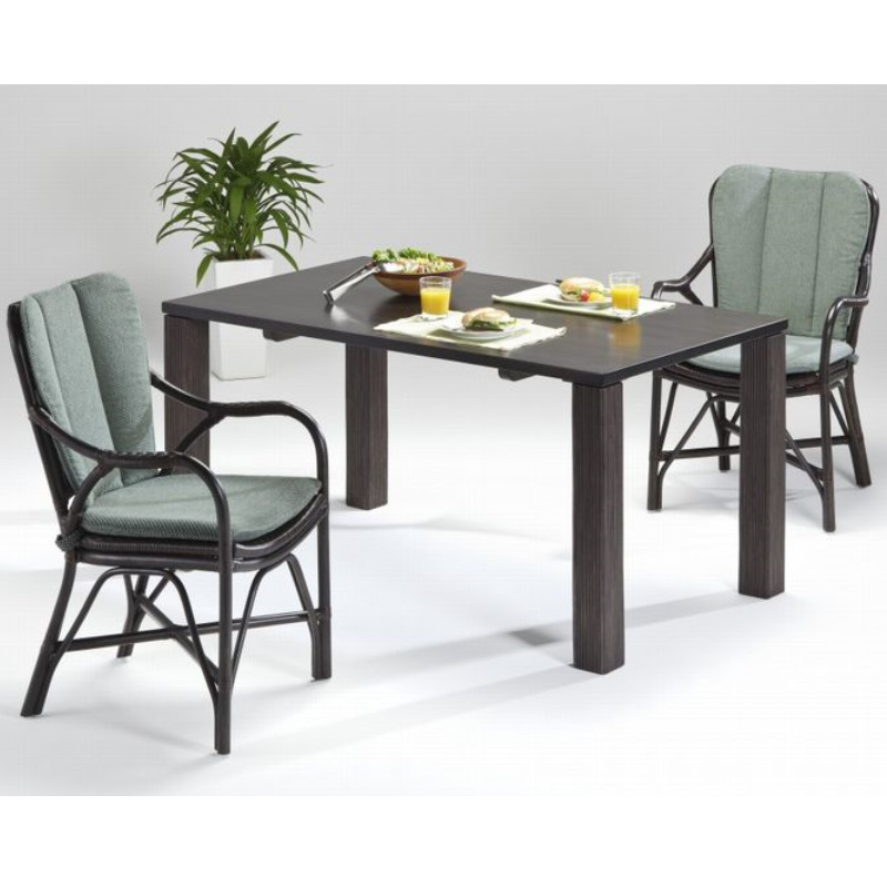 籐ファシネSB色アームダイニング5点セット(135cm幅テーブル+アームチェア×4脚)カザマ