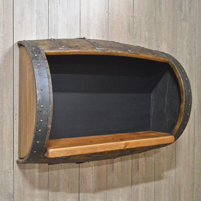 バレルブラックボードオープンラック(オーク色)　ウイスキー樽物語