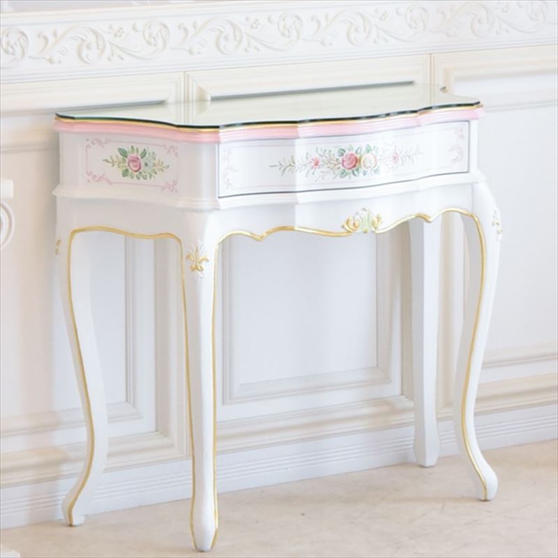ラグジュアリー コンソール(ガラス天板付き)　アントワネットシリーズ　ロココ調家具