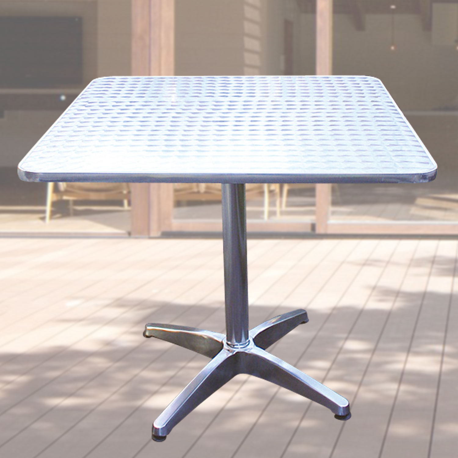 アルミニウムファニチャー　80cm角型アルミテーブル