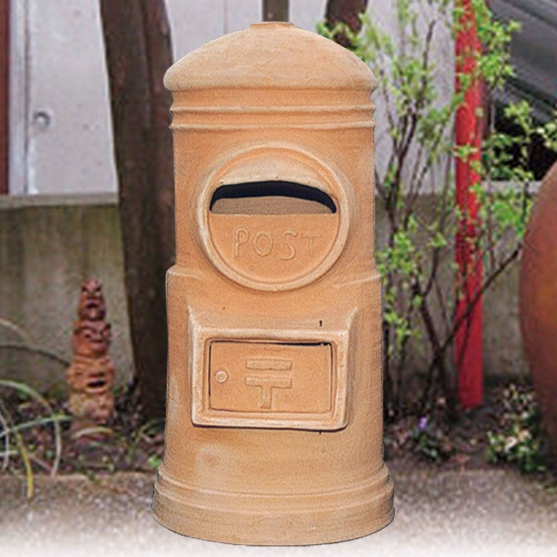 懐かしの丸型素焼き郵便ポスト(高さ70cm)【国産】