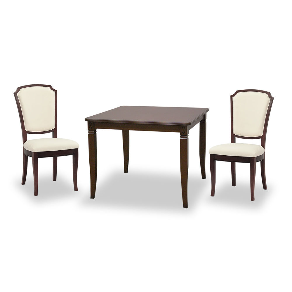 85cm幅猫脚ダイニングテーブル3点セット(チェアL:WH張地)　ベネチア　逆輸入家具