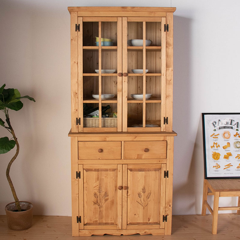 90cm幅のカントリーカップボード　パインズカントリーシリーズ