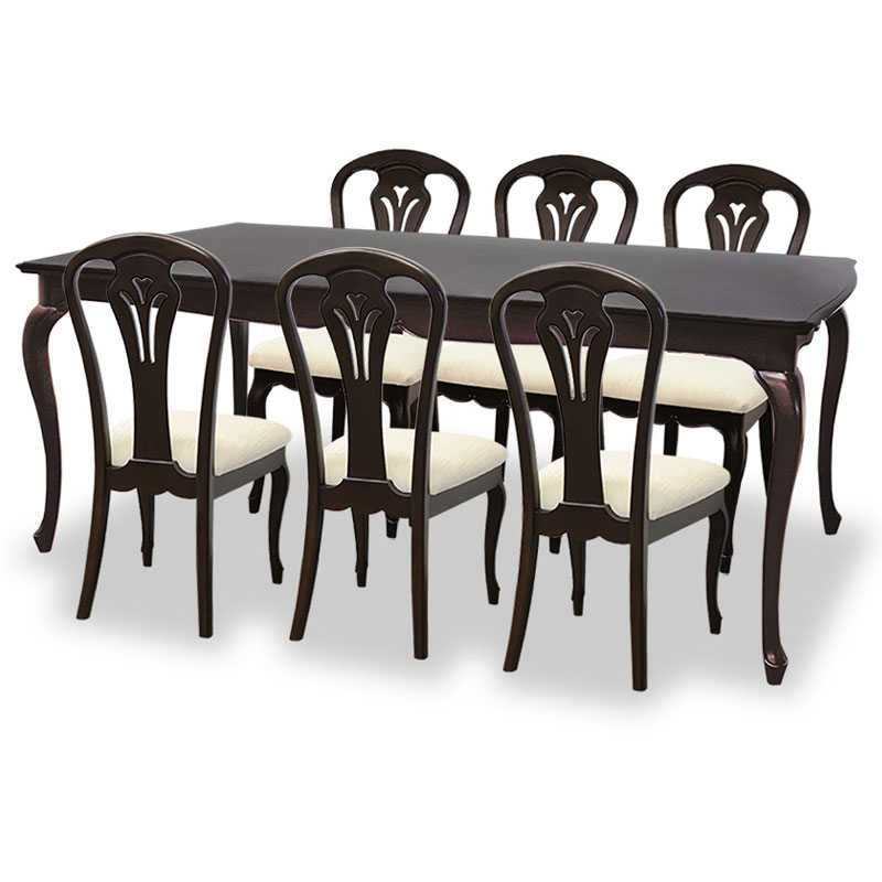 180cm幅ダイニングテーブル7点セット(チェアB×6)フルールWDX