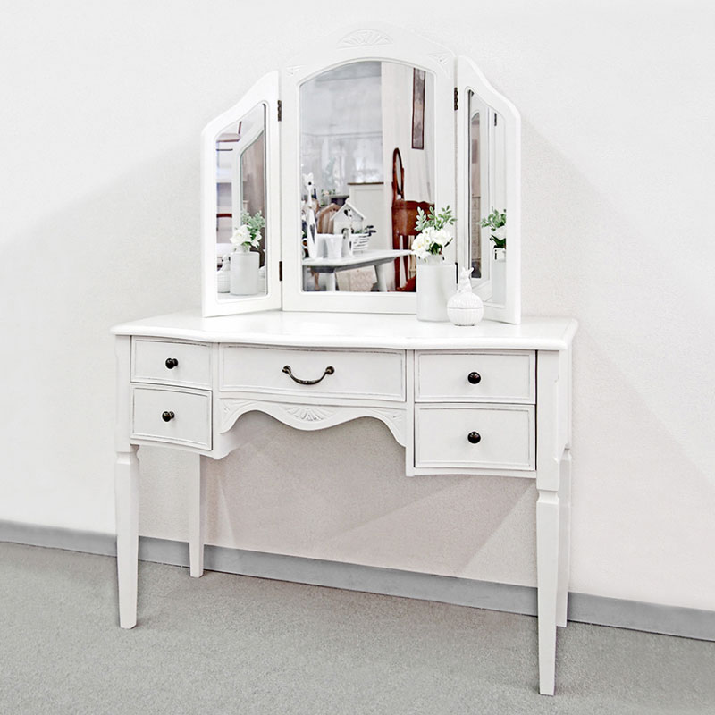 3面ドレッサー(スツール別売)　デュエット　輸入家具　【送料無料】