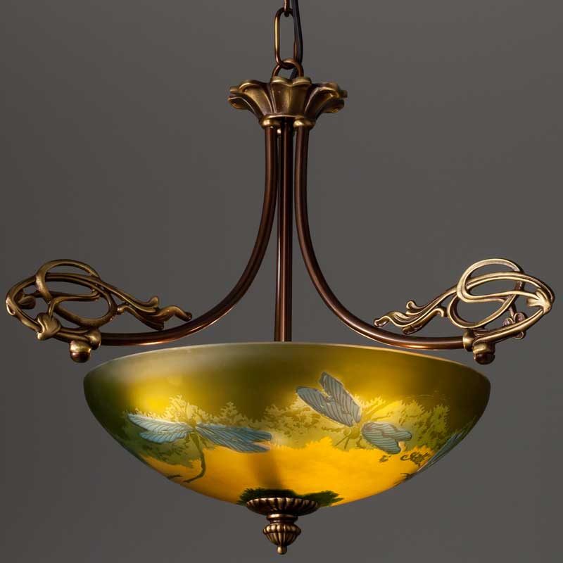 トンボがモチーフのチェーン吊り3灯ペンダント照明　(ナンシーリベラ)　ガレコレクション　送料無料