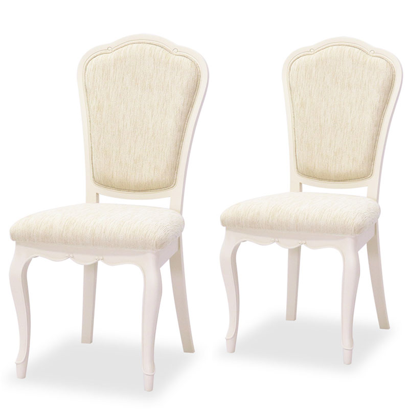 ダイニングチェアD型2脚セット　フルールWDX　白の輸入家具 【送料無料】