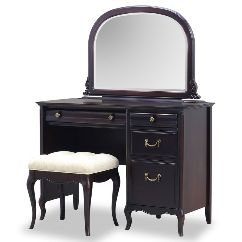 クラシック様式のミラーナD色の100cm幅ドレッサー3点セット　逆輸入家具