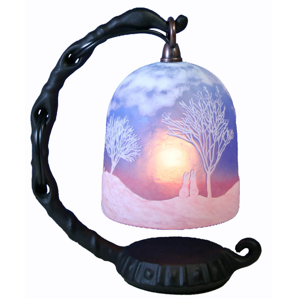 手造り宙吹きガラスミニランプ　うさぎ　ガラス工芸作家作品　送料無料