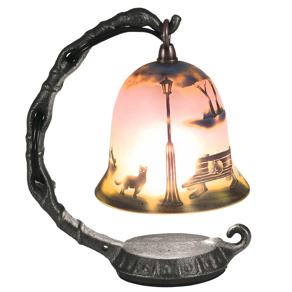 手造り宙吹きガラスミニランプ　猫のいる風景　ガラス工芸作家作品　送料無料