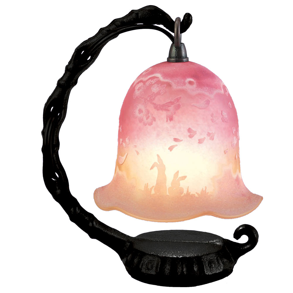 手造り宙吹きガラスミニランプ　うらら(ピンク)　ガラス工芸作家作品　送料無料