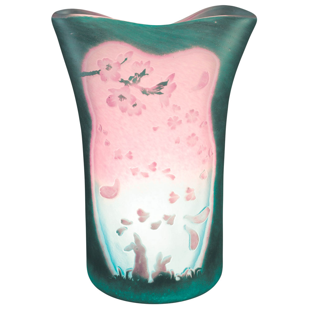 手造り宙吹きガラスミニランプ(筒型)　爛漫