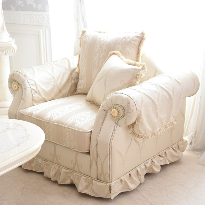 ヨーロピアンエレガントソファ・イタリアン フィオーレ 1人掛け アイボリー 輸入ソファー