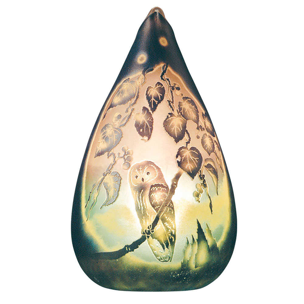 手造り宙吹きガラスミニランプ(雫型)　ふくろう