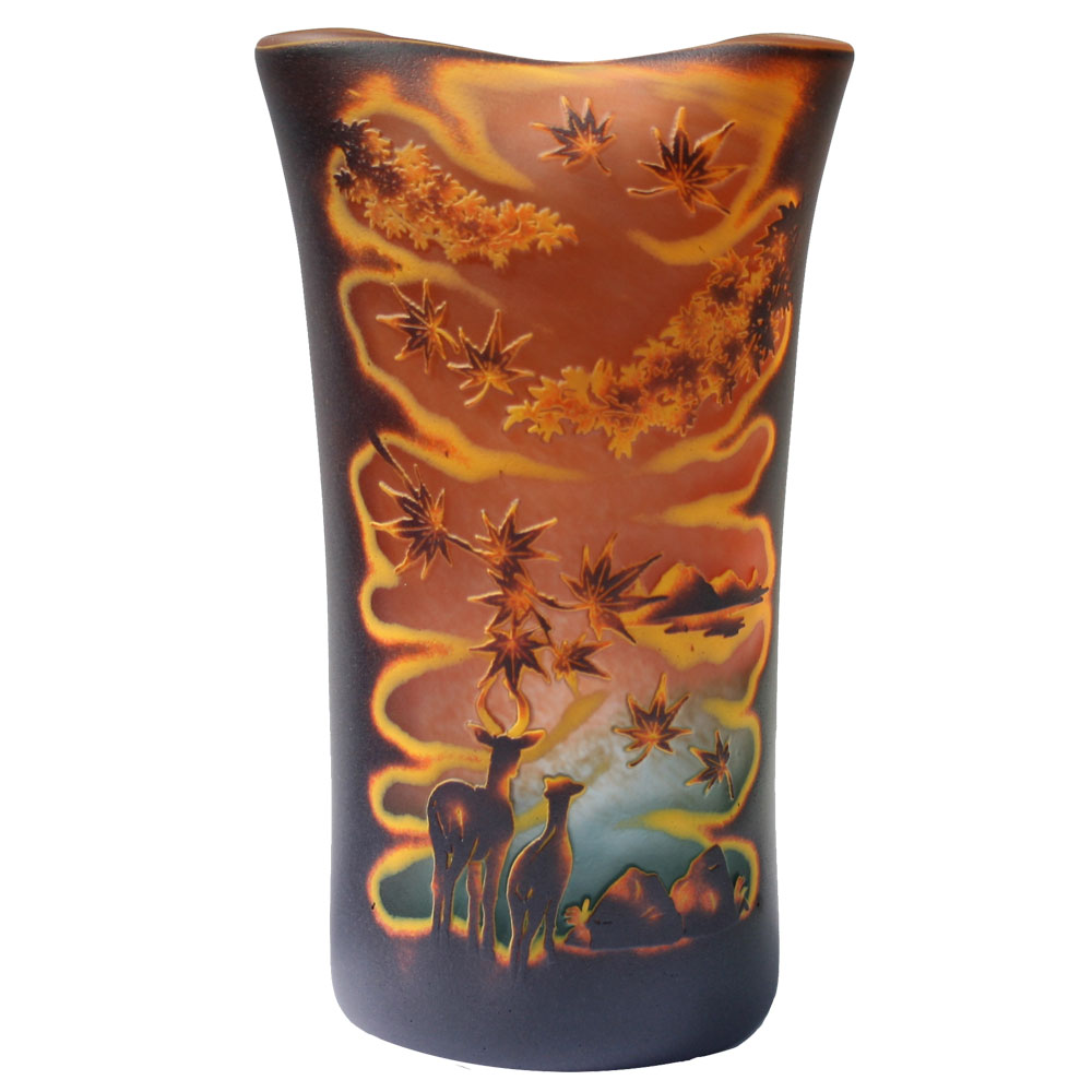 手造り宙吹きガラスミニランプ(筒型)　夕影