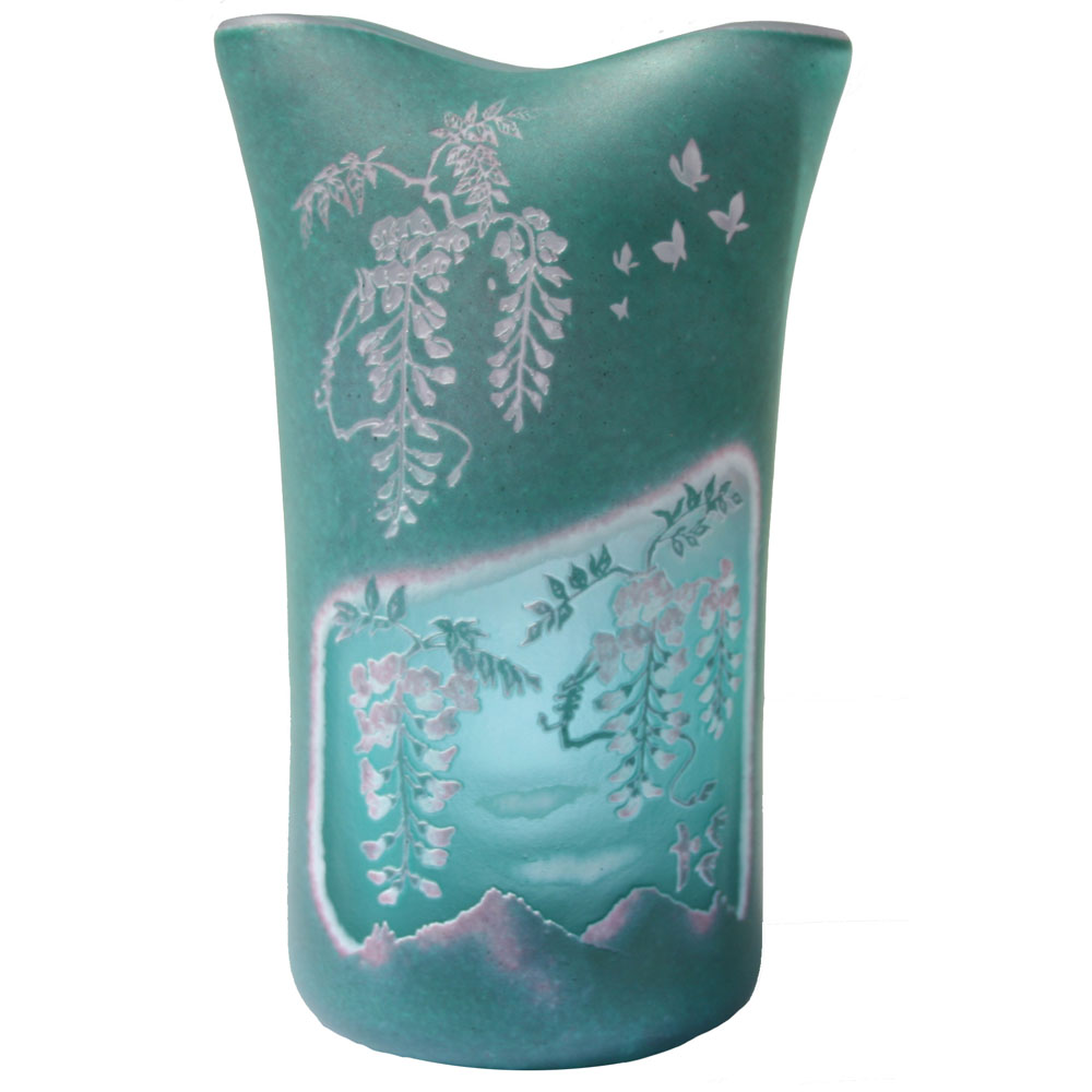 手造り宙吹きガラスミニランプ　藤景色