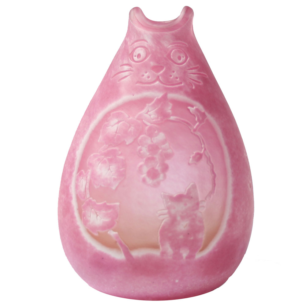 宙吹きガラスミニランプ　ねこ(ピンク)
