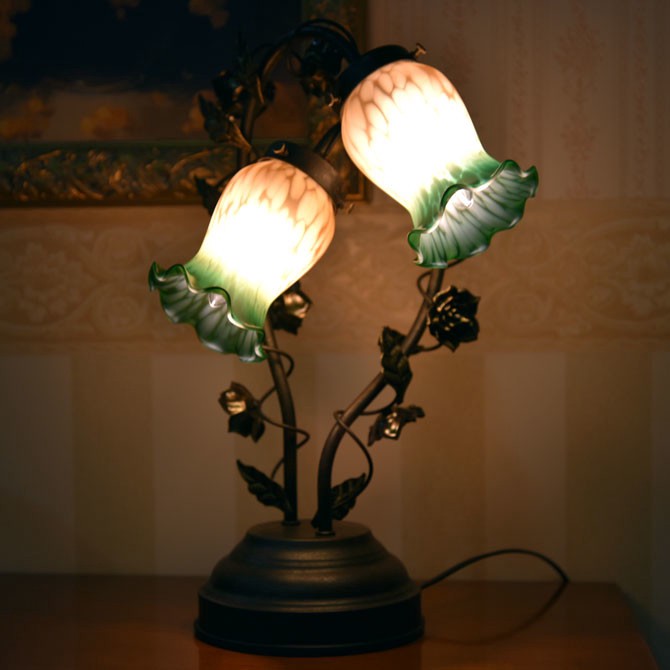 さりげない室内エッセンス・グリーンブッド2灯タッチランプ [Y]