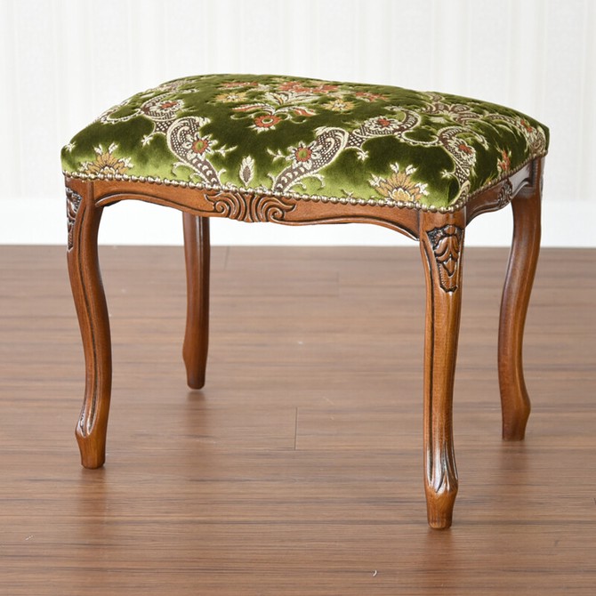 イタリア製 ルネッサンスItalia 猫脚スツール 金華山グリーン　輸入家具